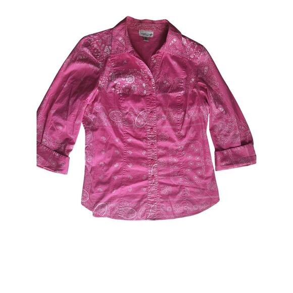 Coldwater Creek Pink Women Shirt Button Up 3/4 Sleeves Sz S - Picture 3 of 6